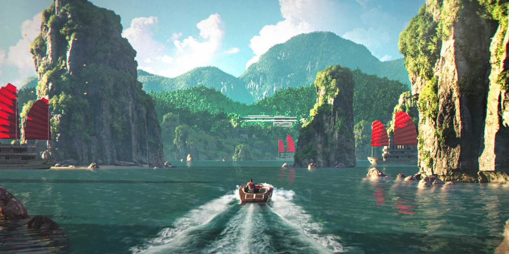 Driving a speedboat in 007 First Light