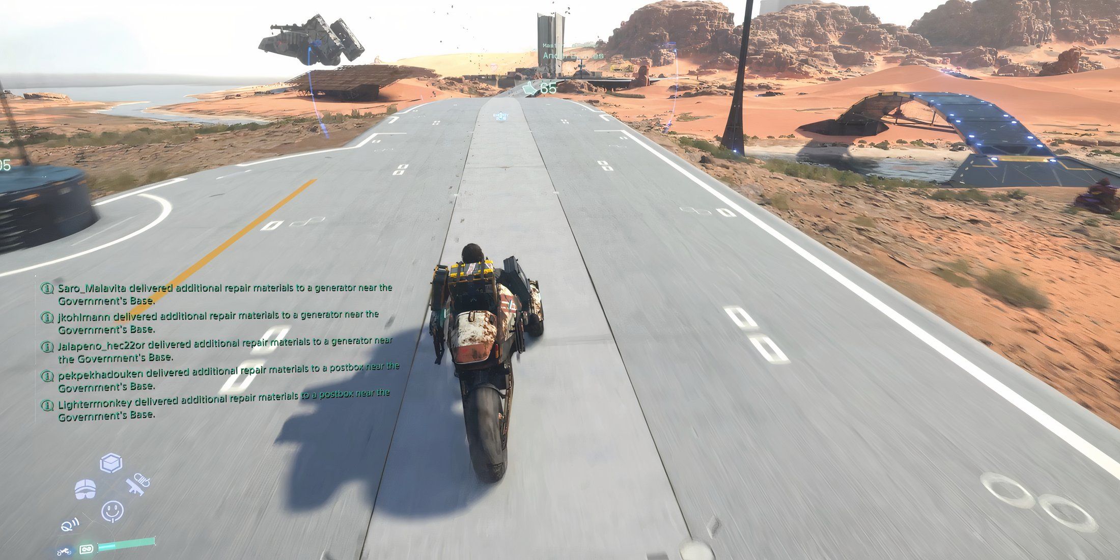 Driving on a highway in Death Stranding 2 On the Beach
