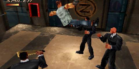 Drop kicking enemies in Fighting Force