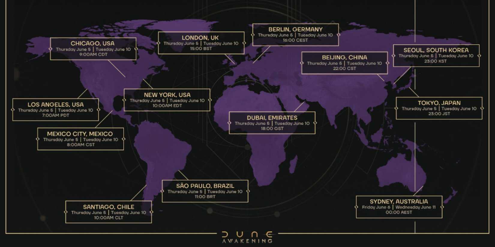 Dune Awakening Release Date & Time Map