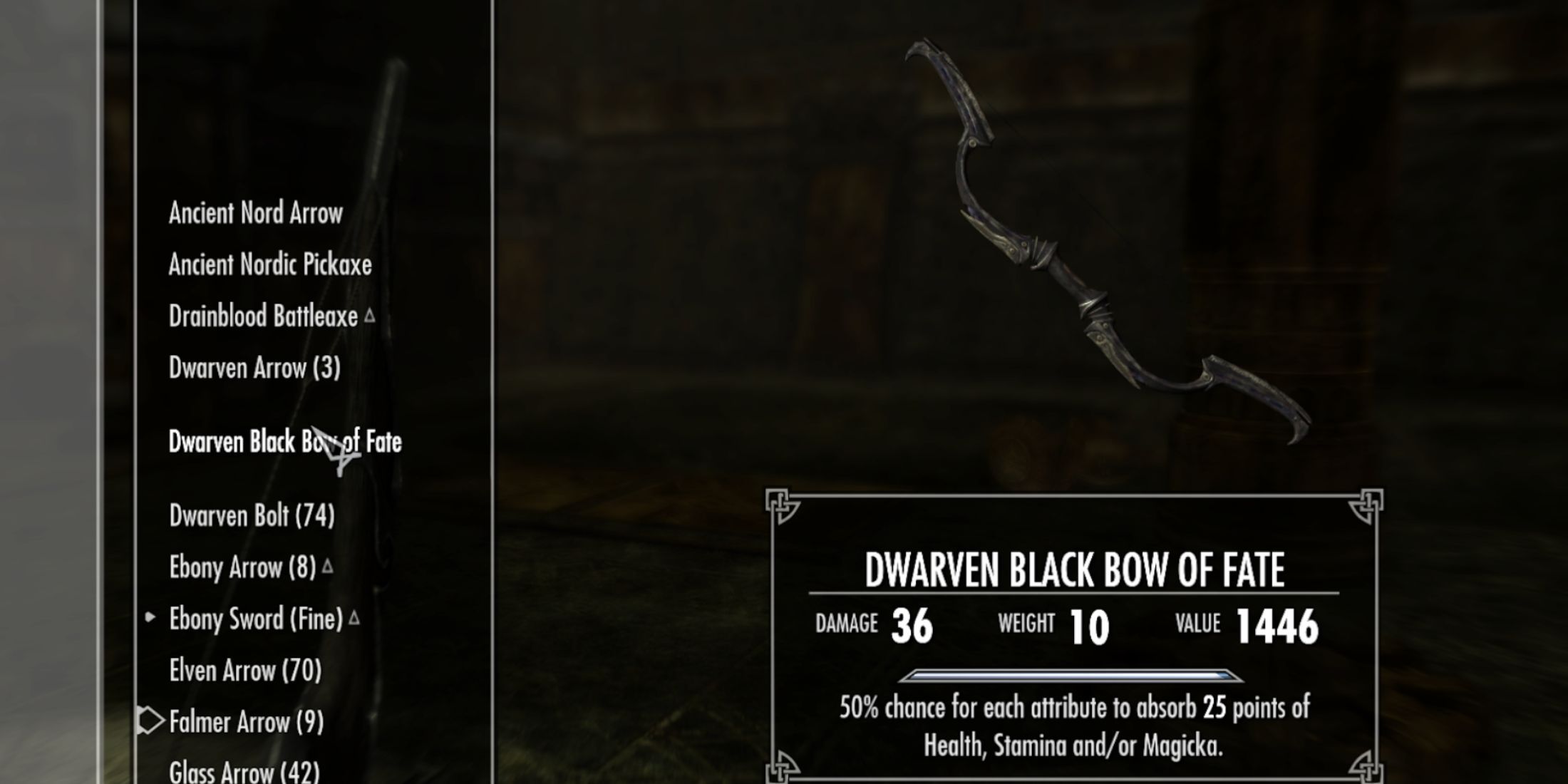 Enano Black Bow of Luck en Skirim