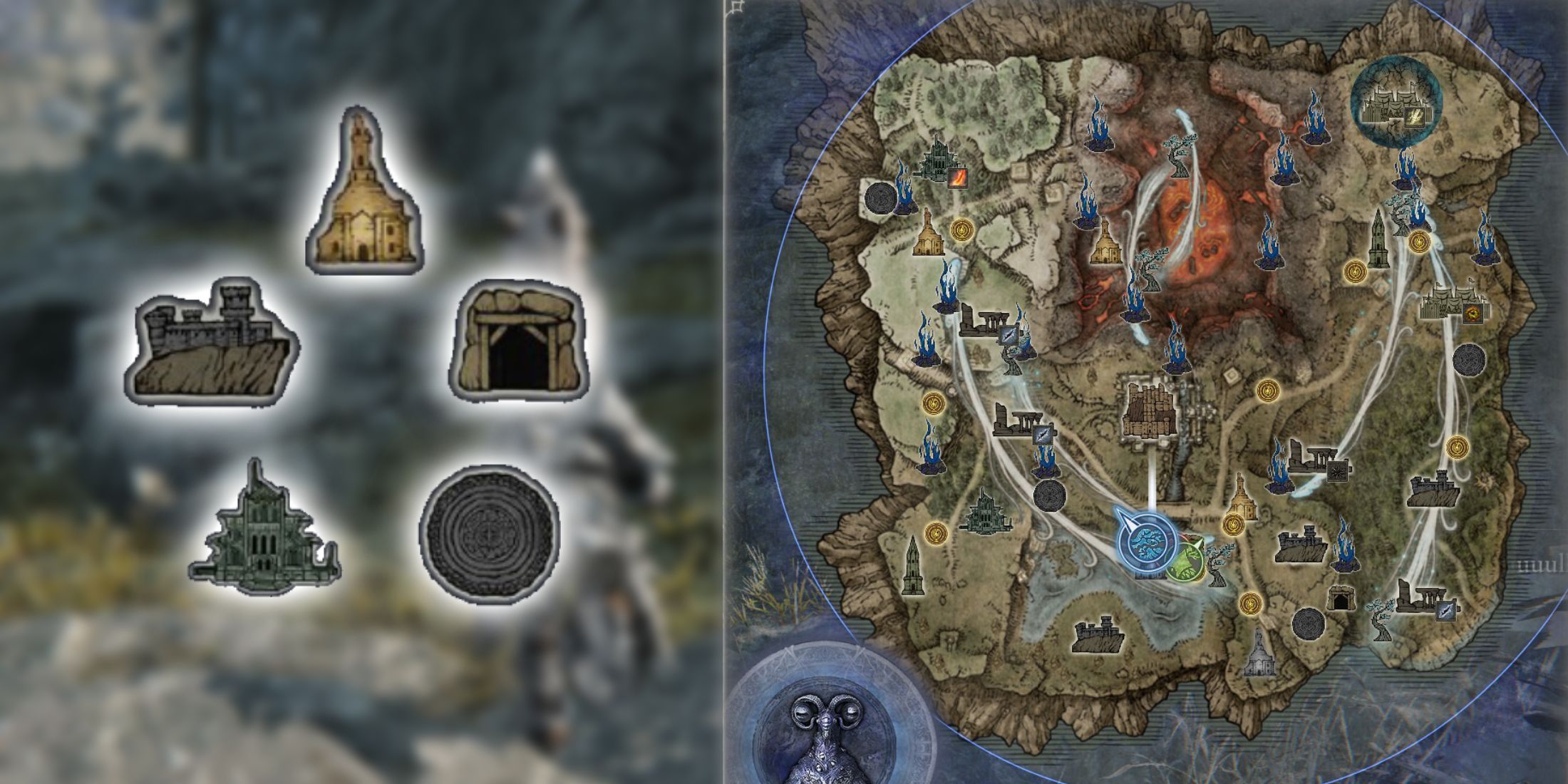 Elden Ring Nightreign Day 1 Priorities Markers Card Great Church Evergaol Cave Fort