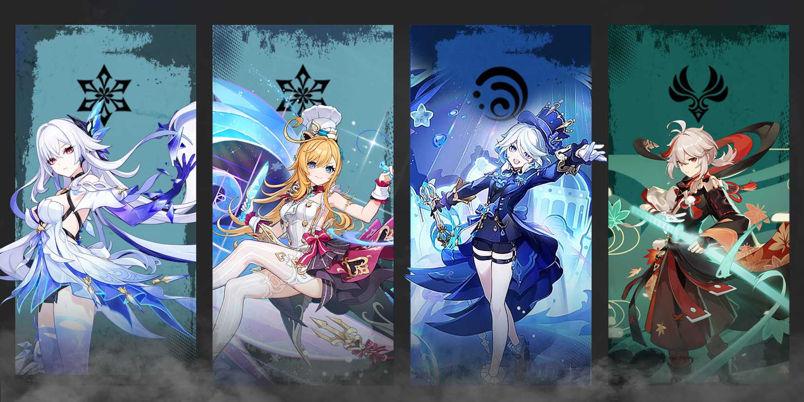 escoffier-furina- kazuha-and skirk team composition guide in genshin impact