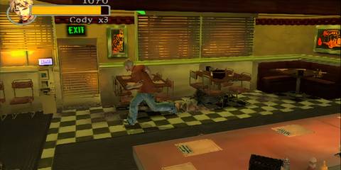 Exploring a diner in Final Fight Streetwise