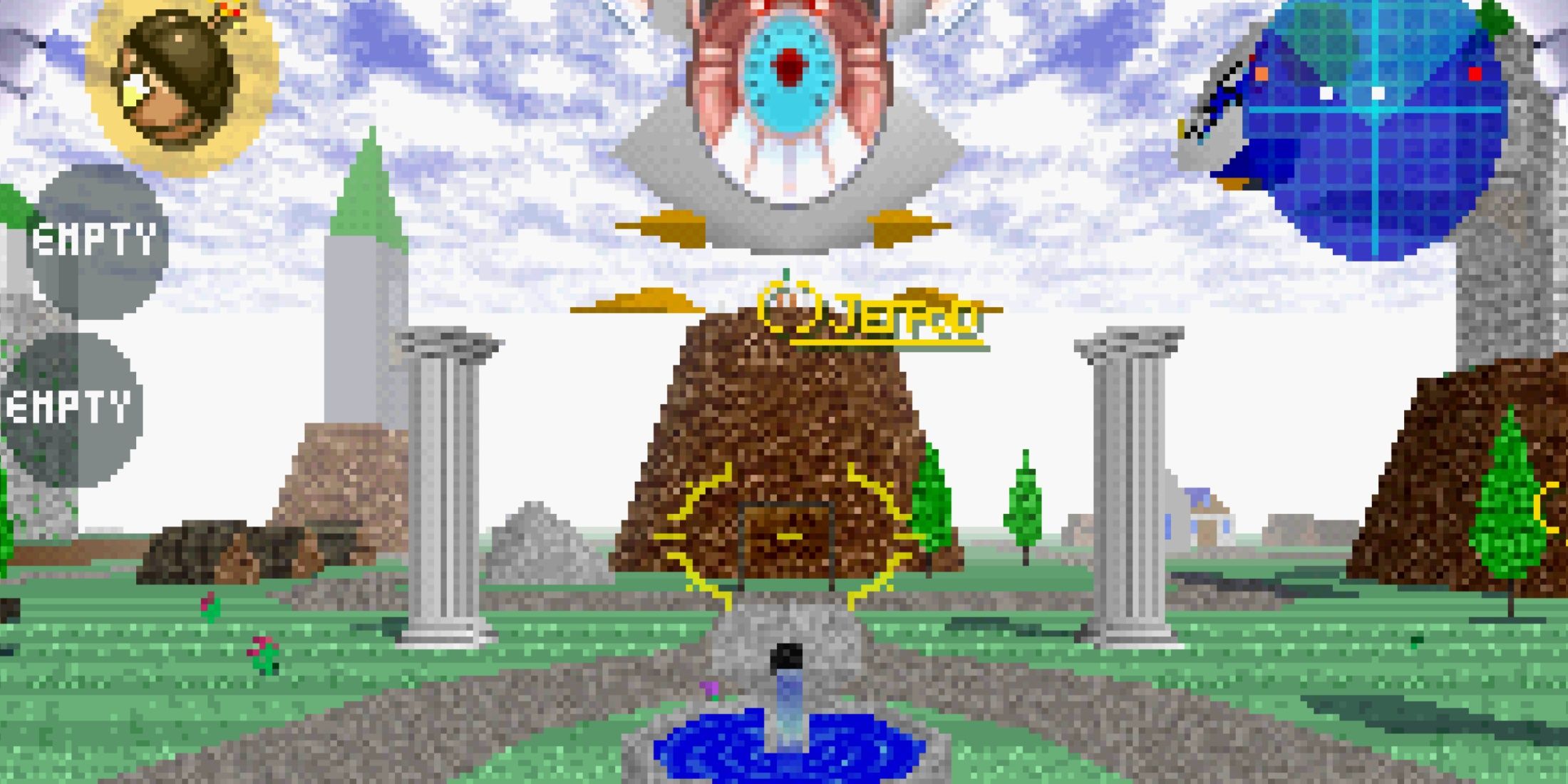 Exploring a level in Jumping Flash 