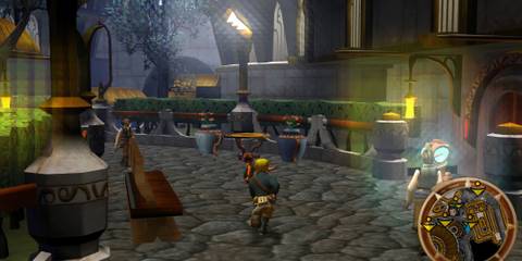 Exploring a town in Jak And Daxter The Lost Frontier