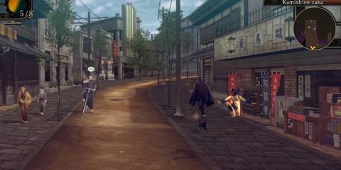 Exploring a town in Raidou Remastered The Mystery of the Soulless Army