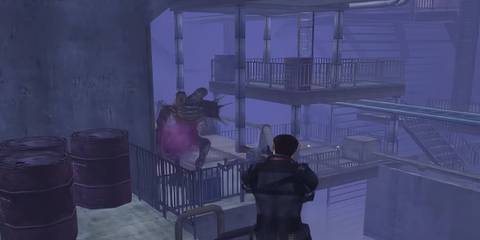 Extermination character shooting a monster