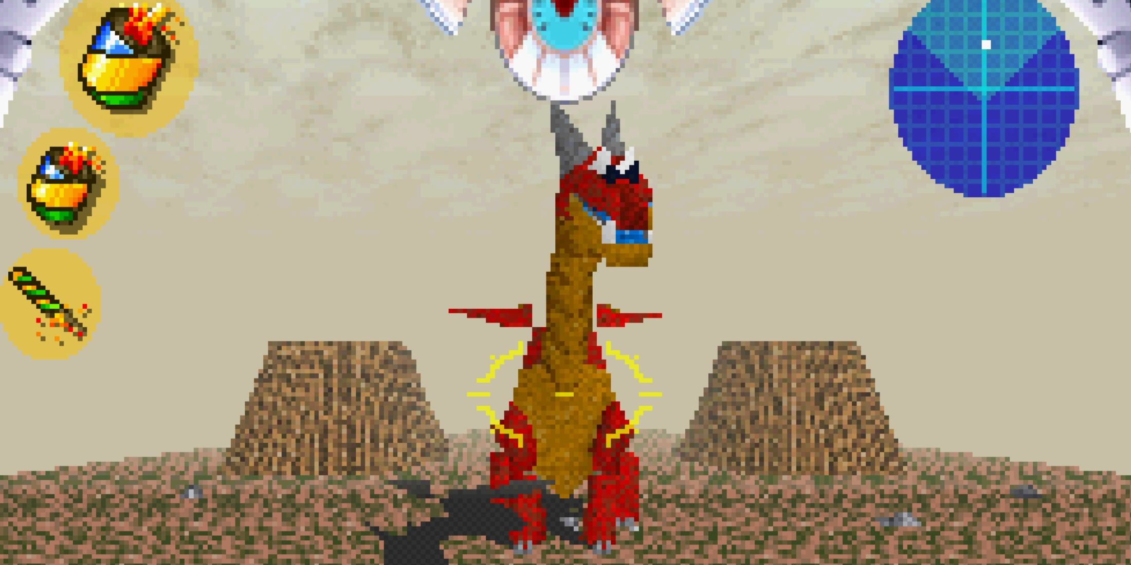 Facing a boss in Jumping Flash 