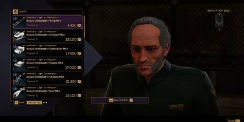 Faction Vendor Selling Ornithopter Parts in Dune Awakening