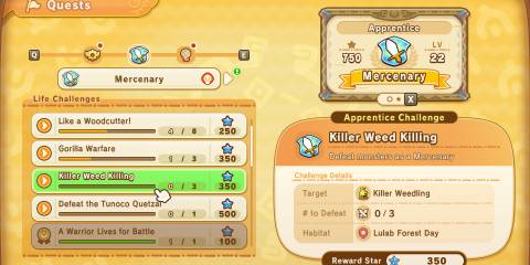 Image of life challenges for the mercenary life in Fantasy Life i