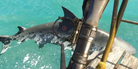 Jason hunting a Legendary Shark in Far Cry 3