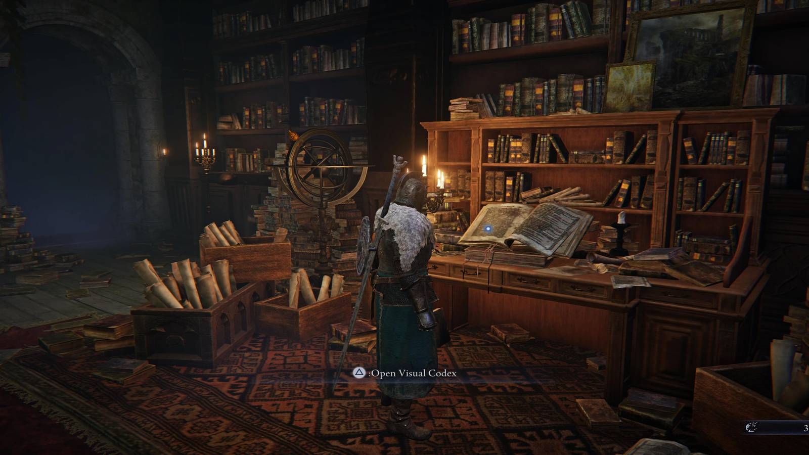 The Player Standing in Front of The Visual Codex 
