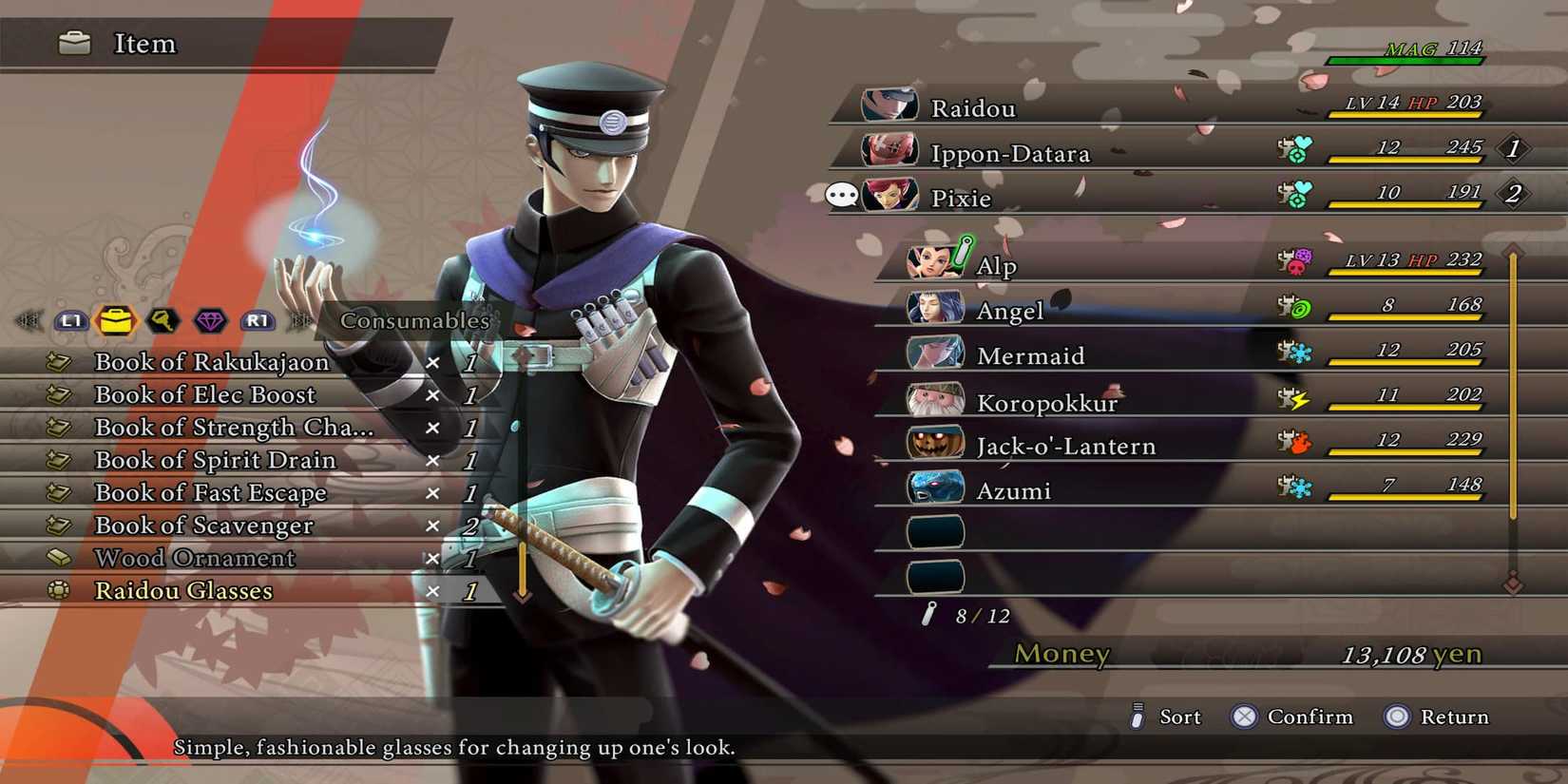 The Raidou Glasses In The Menu 