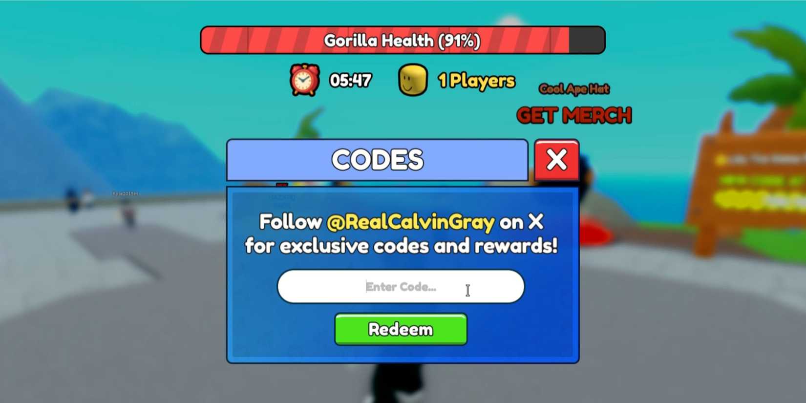 FIGHT DA GORILLA the codes tab