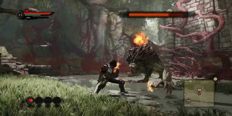 Fighting a boss in Bound by Flame