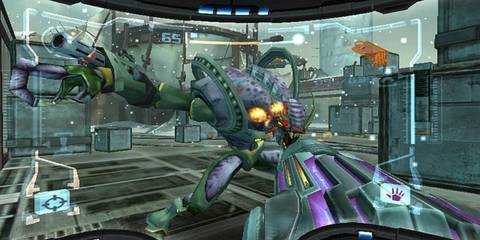 Fighting a boss in Metroid Prime