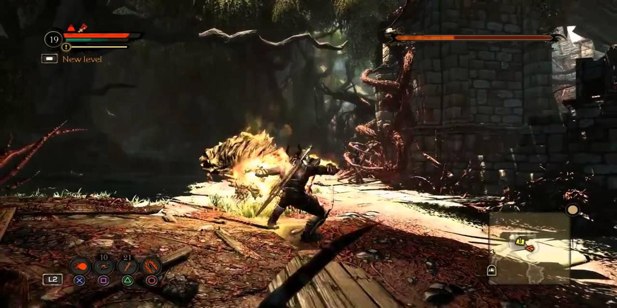 Fighting an enemy in Bound by Flame