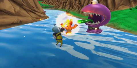 Fighting an enemy in The Maw