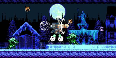 Fighting enemies as Hachi in Bloodstained Curse of the Moon 2