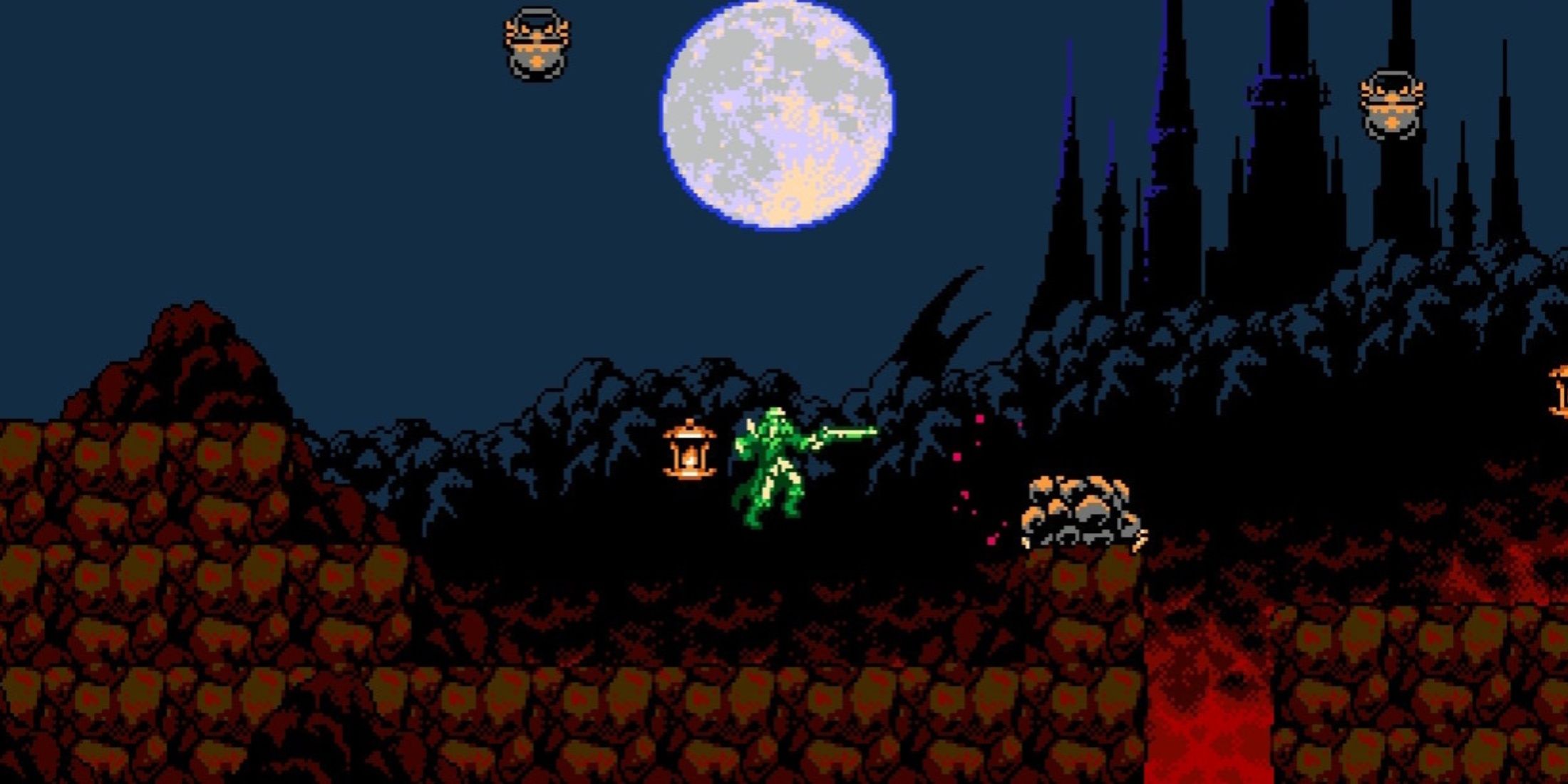 Fighting enemies as Robert in Bloodstained Curse of the Moon 2