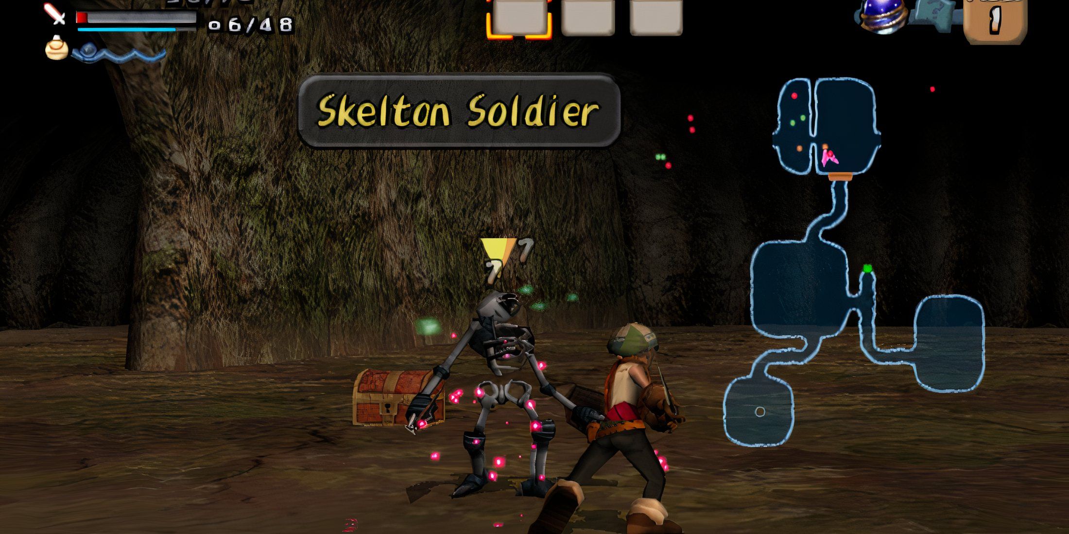 Fighting enemies in Dark Cloud 1