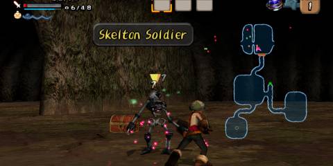 Fighting enemies in Dark Cloud 1