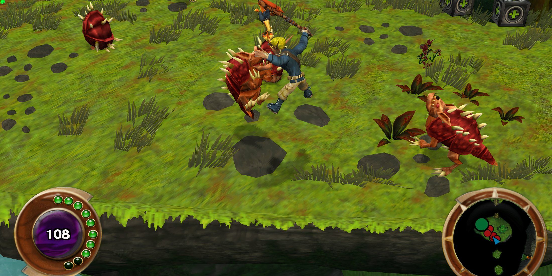 Fighting enemies in Jak And Daxter The Lost Frontier