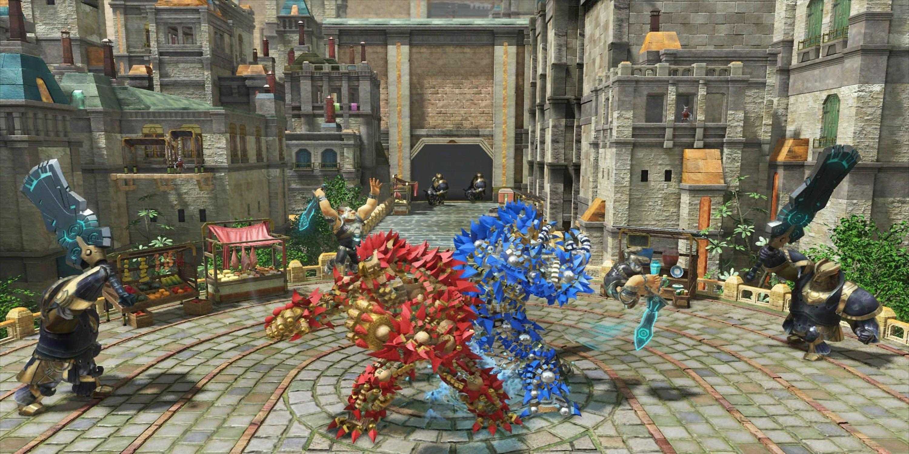Fighting enemies in Knack 2