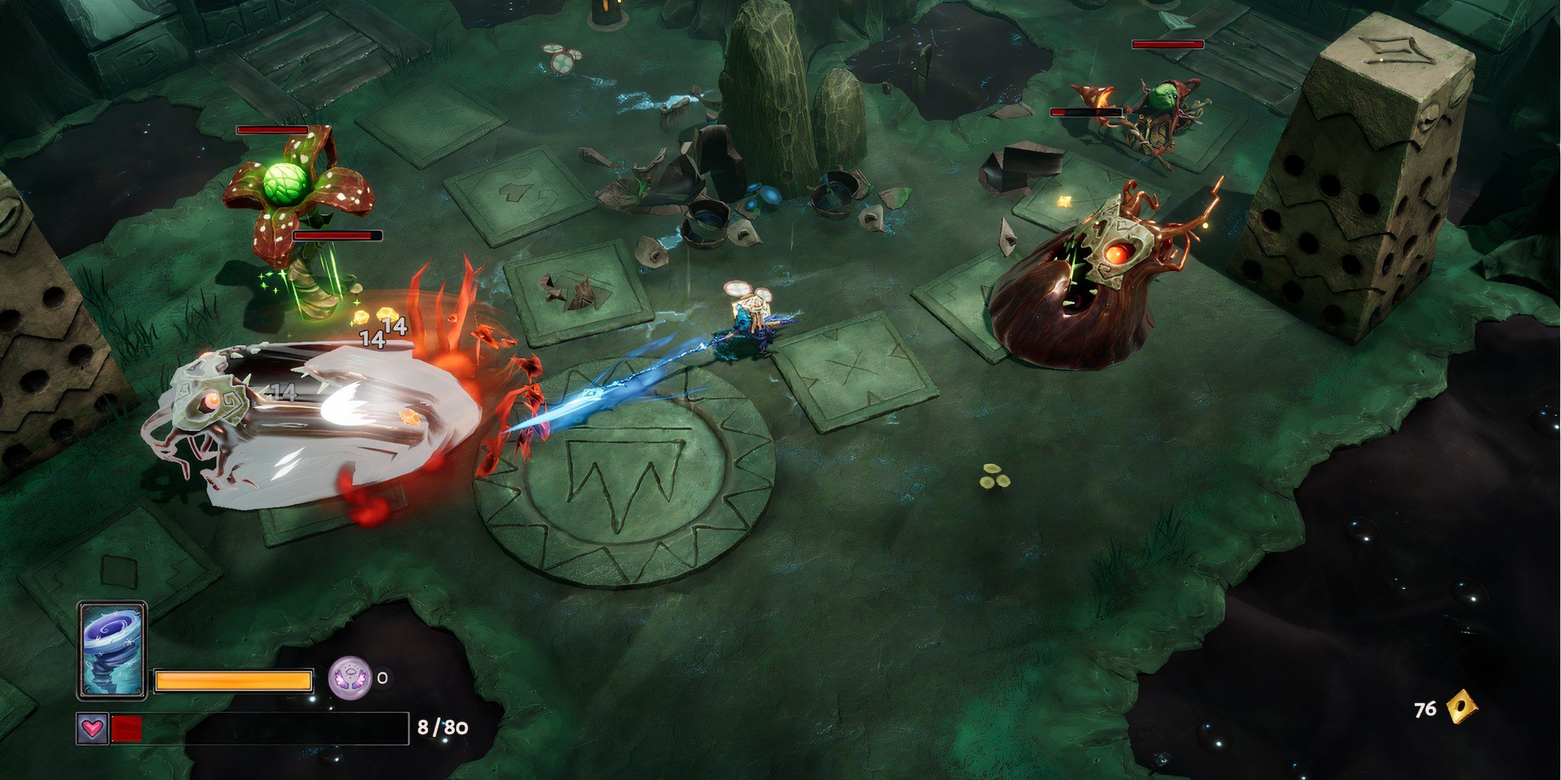 Fighting enemies in Lost in Random The Eternal Die