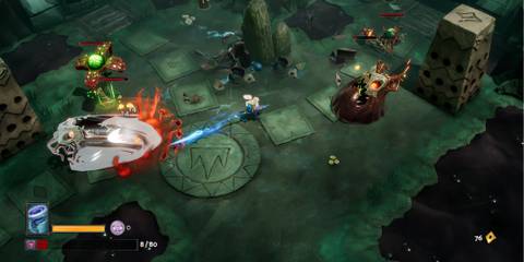 Fighting enemies in Lost in Random The Eternal Die