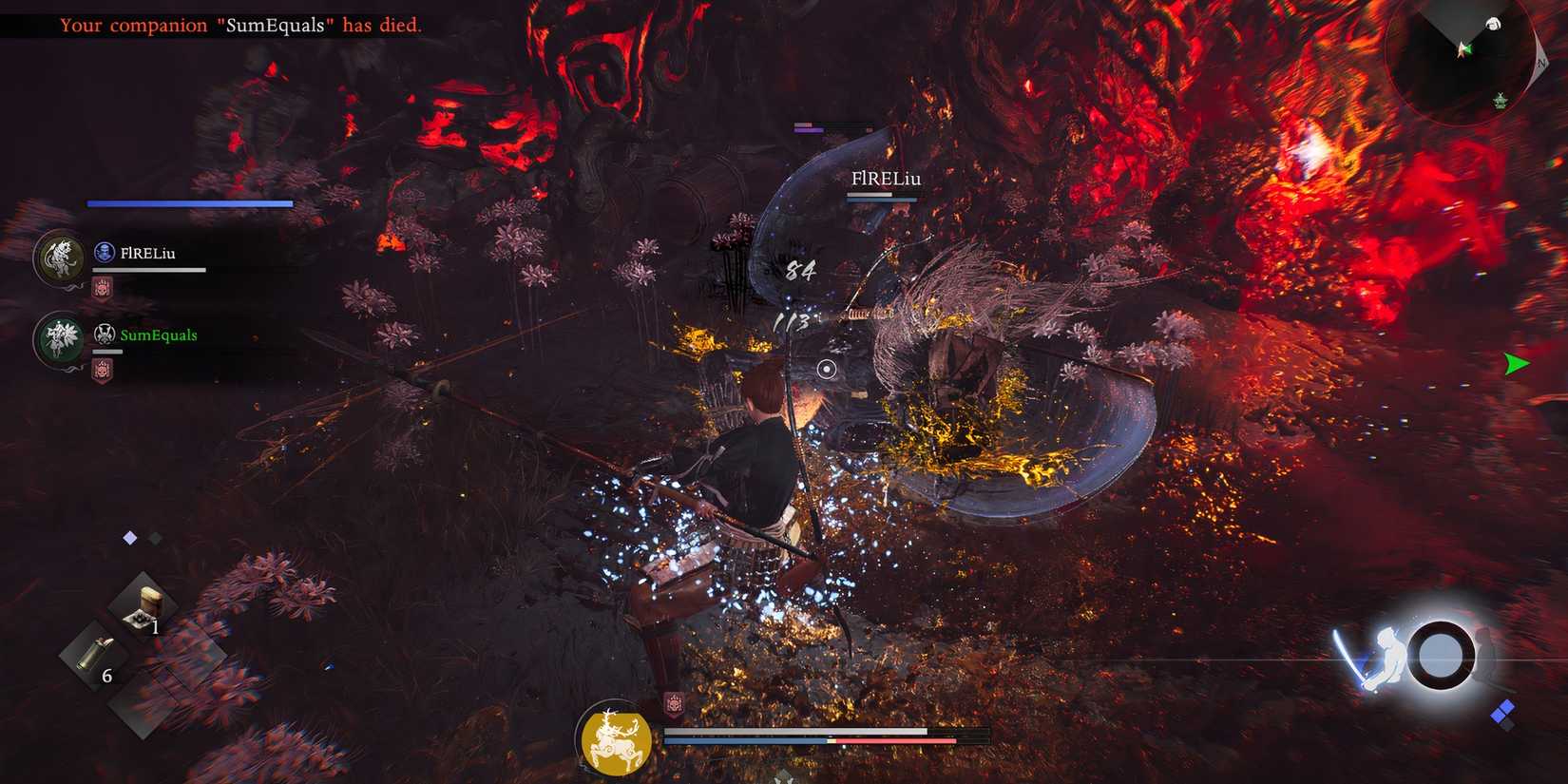 Fighting Yokai with two other players in Nioh 3