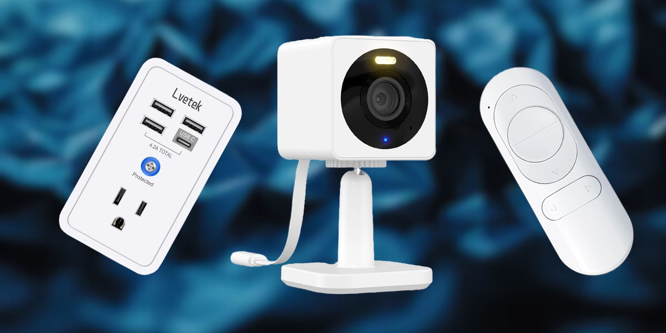 Amazon está dando descuento en silencio a uno de sus mejores dispositivos de transmisión 6 Una salida en un fondo azul una imagen de exterminio, cámara de seguridad y remoto inteligente.