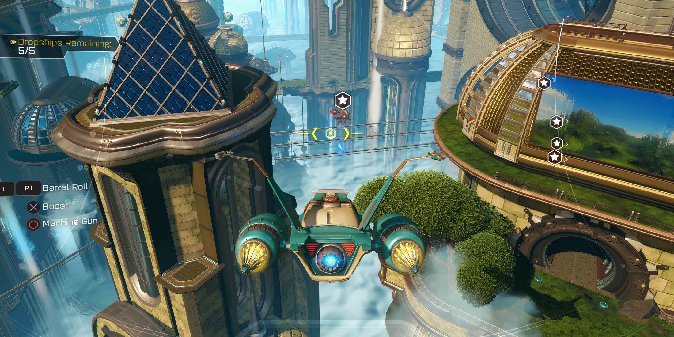 Flying a ship in Ratchet And Clank (2016)