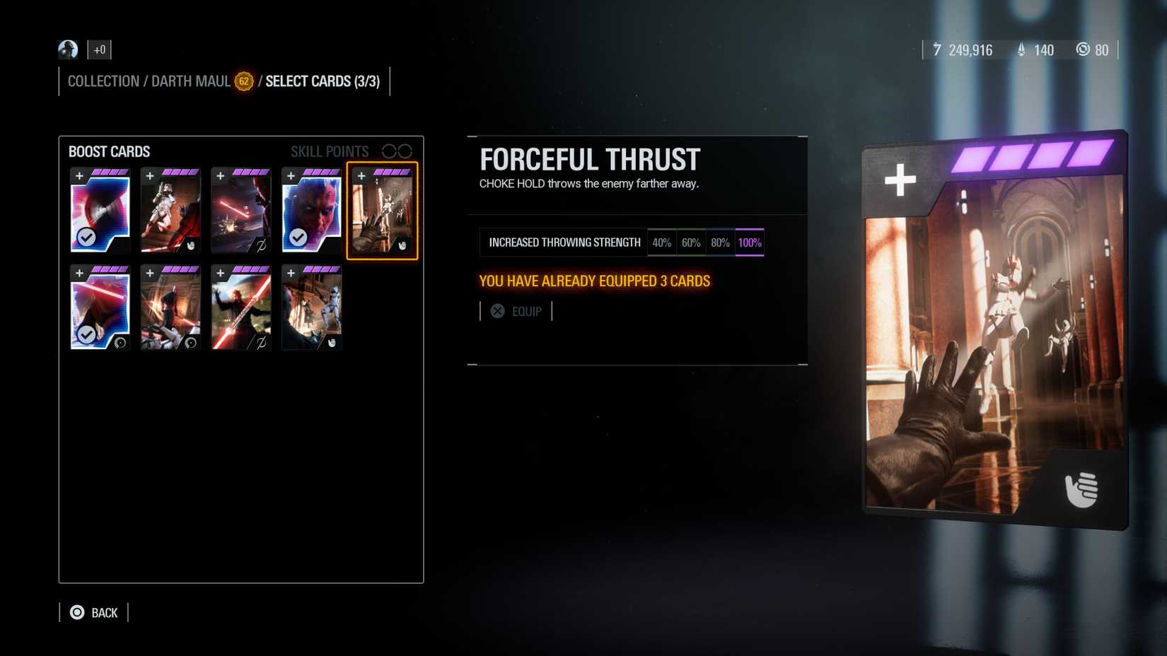 forceful thrust star card