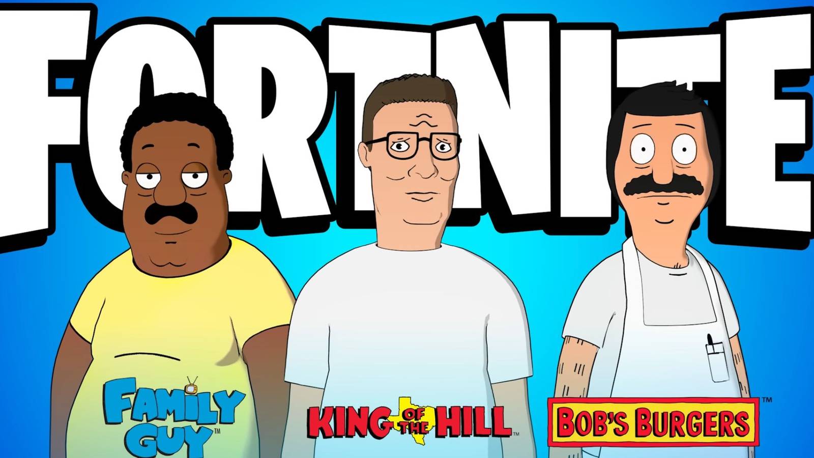 Fortnite fans are loving the Hank Hill, Bob Belcher, and Cleveland Brown skins.