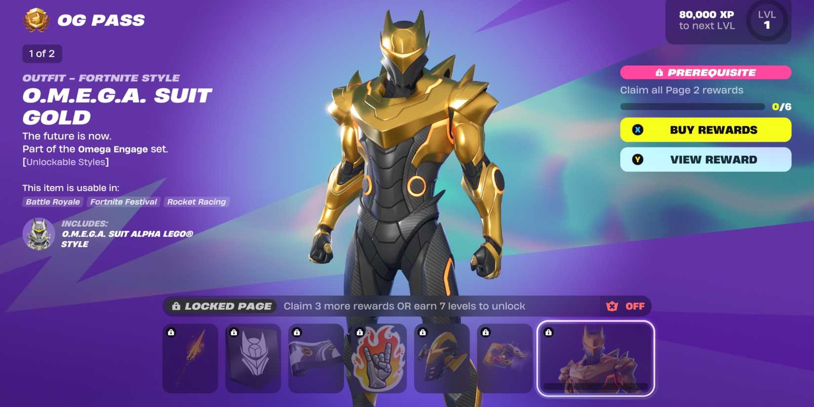 Fortnite O.M.E.G.A. Suit Gold Skin and Items