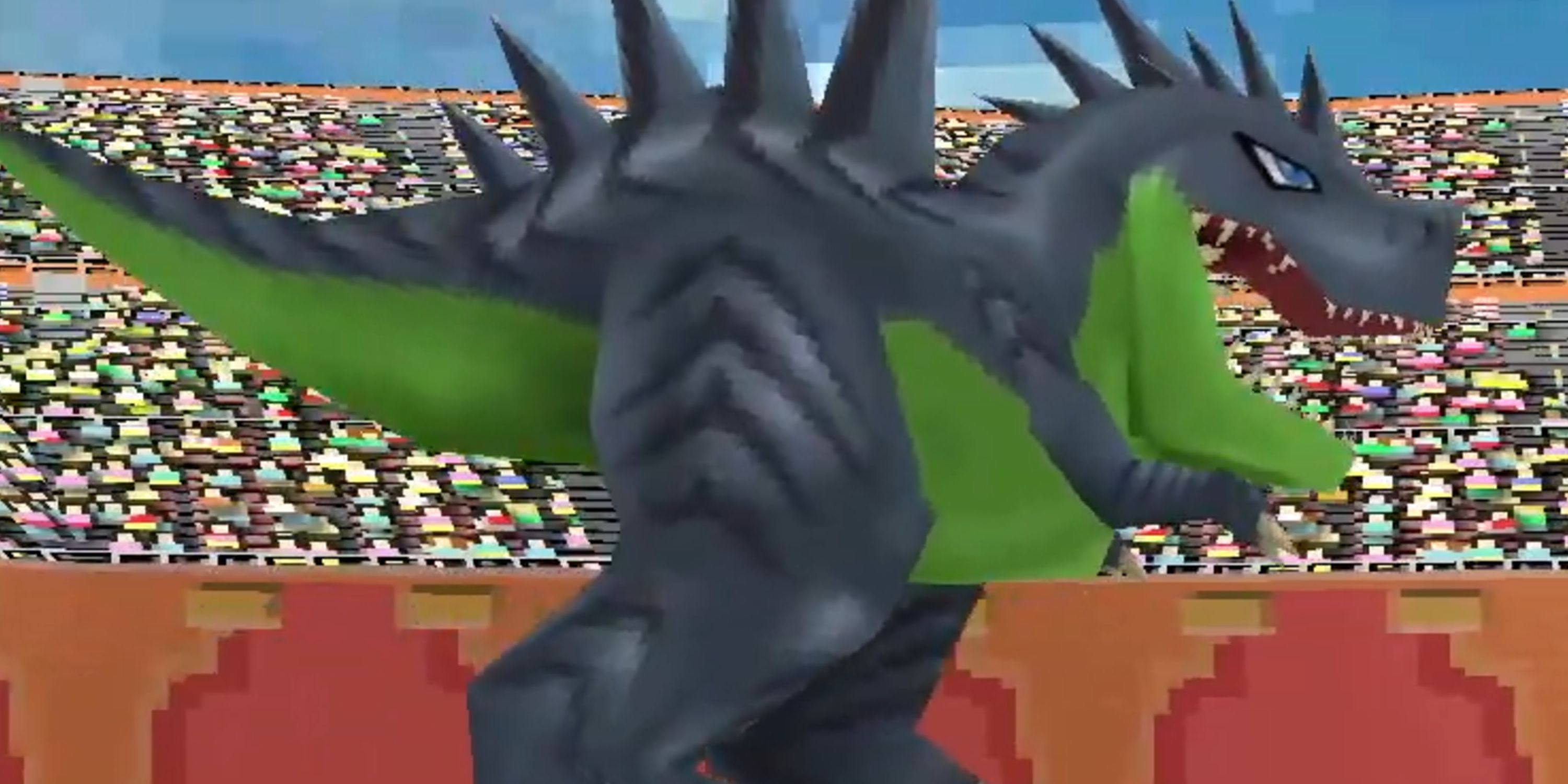 A Spinax on the battlefield in Fossil Fighters