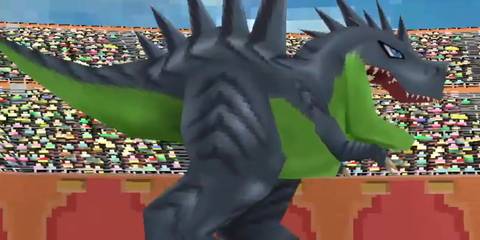 A Spinax on the battlefield in Fossil Fighters