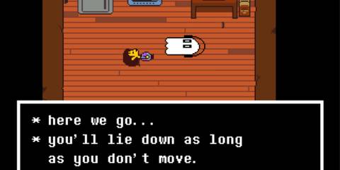 Frisk laying down with Napstablook - Undertale