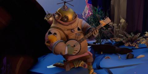Outer Wilds character playing music