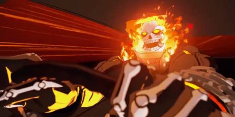 Ghost Rider driving a car in Marvel Tokon Fighting Souls