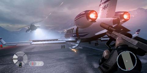 James Bond chasing after the plane in GoldenEye 007: Reloaded