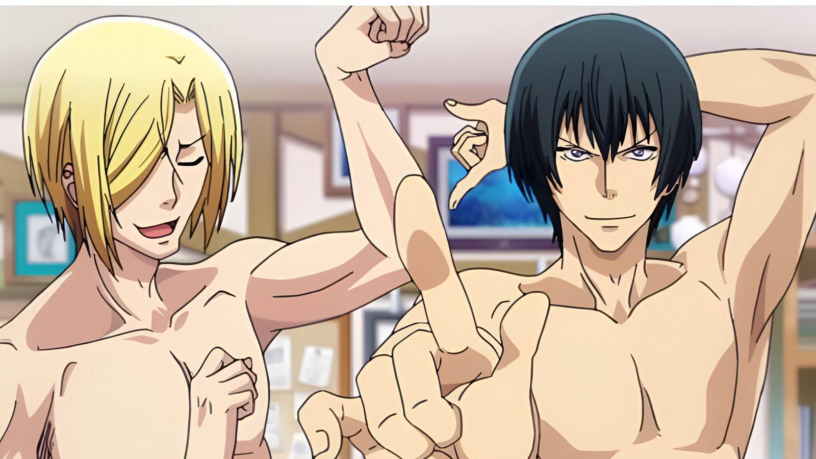 grand blue dreaming iori and kouhei flexing