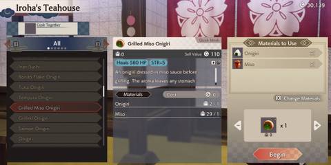 Grilled Miso Onigiri recipe in Rune Factory Guardians of Azuma