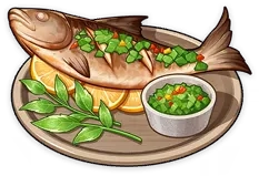 grilled fish in mint sauce