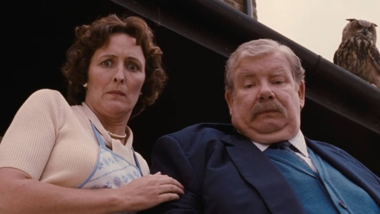 Petunia (Fiona Shaw) and Vernon Dursley (Richard Griffiths) in Harry Potter