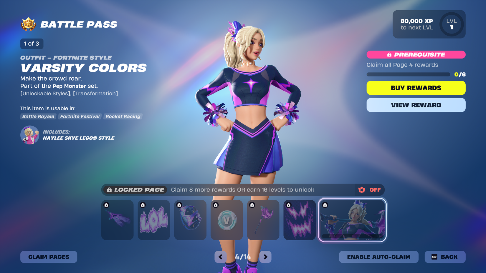 haylee skye varsity colors battle pass page