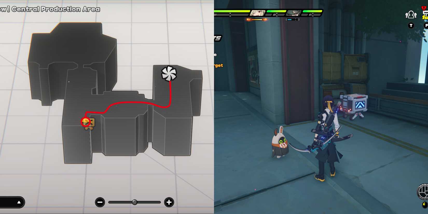 hollow central production area mini cargo trucks location 10 in zenless zone zero