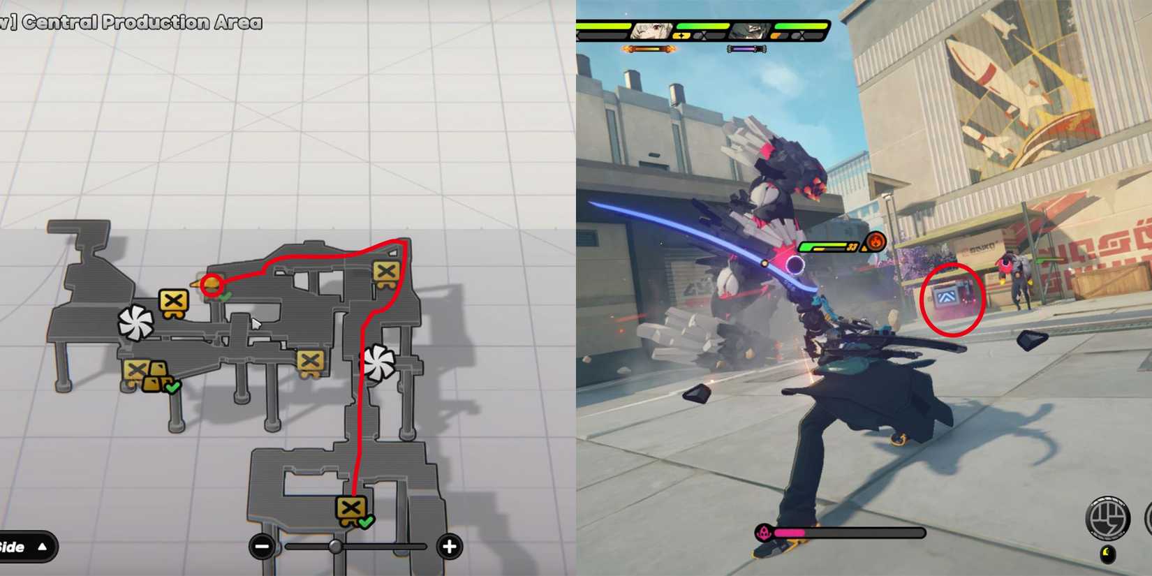 hollow central production area mini cargo trucks location 5 in zenless zone zero